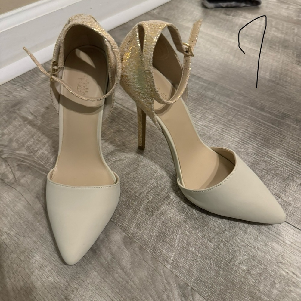 New Gold/ cream heels with ankle strap